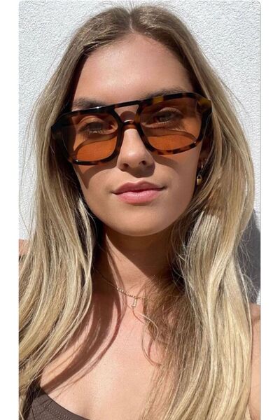 funeyes Vehla Leopard Pattern Salmon (Peach) Color Trend Glasses Sunglasses Colored Glass Large Glasses