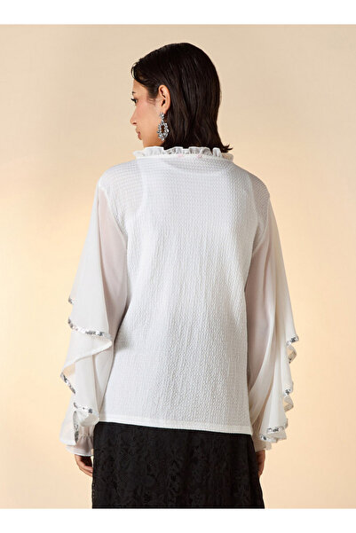 2Xtremz Textured Cape Top With Tie-up Detail And Long Sleeves