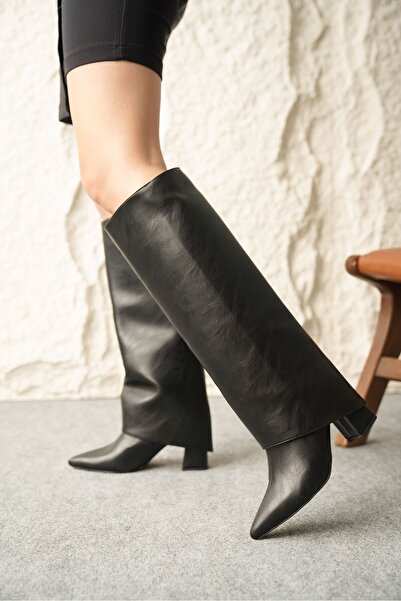 MODAADAM Women's Wanda Slip-On Boots - Black-Leather