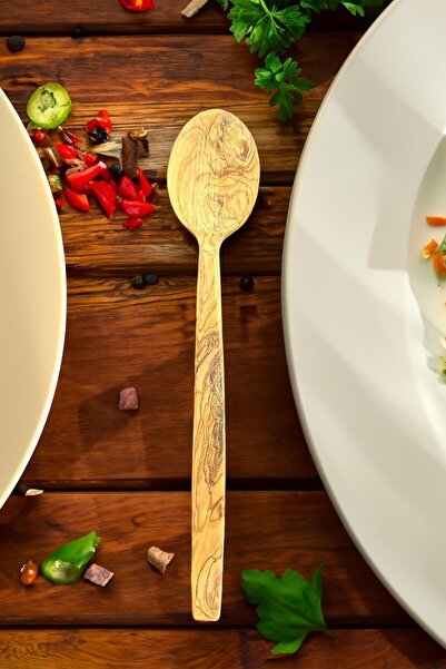 MaisonArt Zeytin Ağacı Kaşık 25 Cm | El Yapımı Ahşap Kaşık Doğal Ağaç