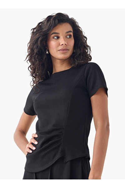 2Xtremz تي شيرت مزين برقبة دائرية وتفاصيل مطوية