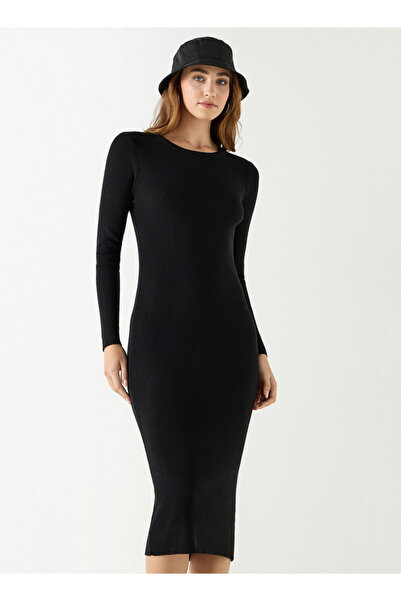 2Xtremz Ribbed Bodycon Dress With Long Sleeves