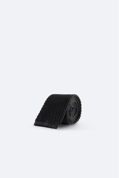 Avva Мъжка черна плетена вратовръзка от микрофибър A32y9900