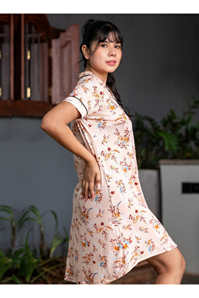 Aadaraya Short Sleepshirt Short Sleeves Floral Print