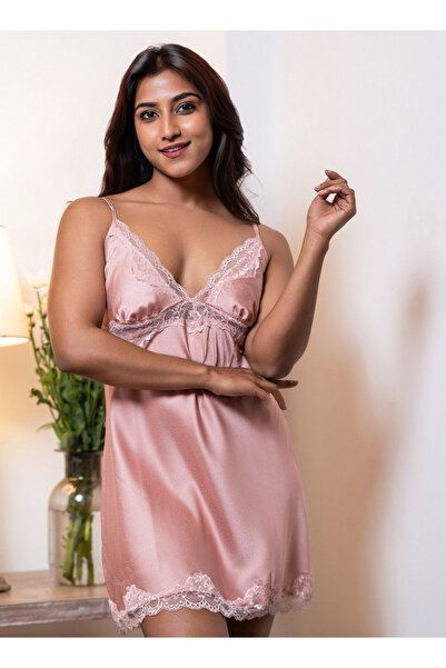 Aadaraya Night Dress Sleeveless Lace Detail