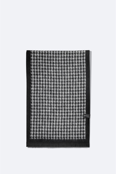 Avva Men's Black Tasseled Houndstooth Patterned Shawl A32Y9407