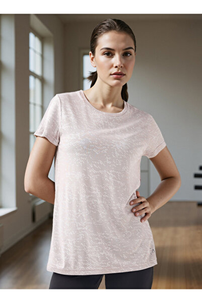 Adot تي شيرت جاكار منسوج برقبة دائرية وأكمام قصيرة