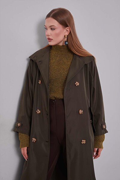Levidor Khaki Oversize Trench Coat