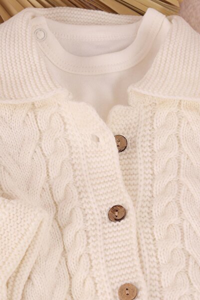 kidello Ecru Bodysuit Knitted 3-Piece Baby Set