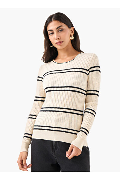 2Xtremz سترة تريكو مخططة برقبة دائرية