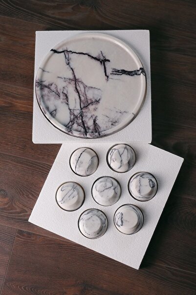 Znp Home 8 Piece Natural Stone Marble Handmade - Cookie Bowl and Presentation Tray Set