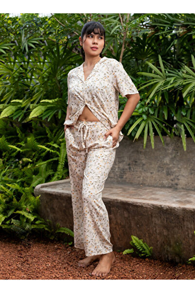 Aadaraya طقم بيجامة قميص وبنطلون