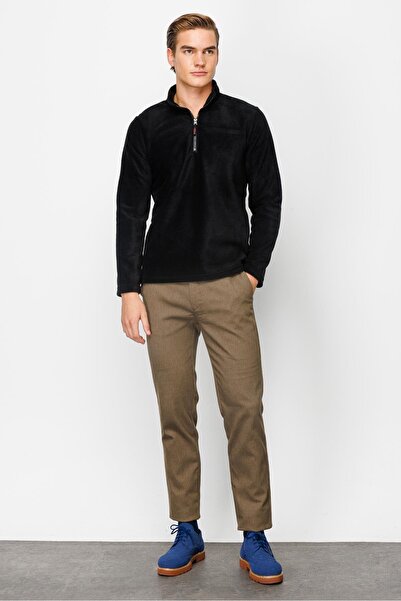 İgs Men's Black Half Zipper Fleece