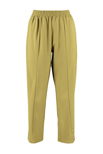 Saade Панталон с еластична талия и детайл на покрива в масленозелено