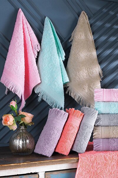 Zeynep Tekstil Fringes |   12-Piece 30X50 cm Hand and Face Towel Set |   Kitchen Towel