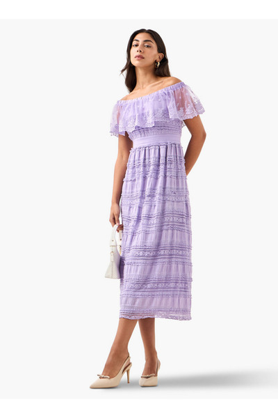 2Xtremz Lace Off Shoulder Dress with Ruffle Polyester