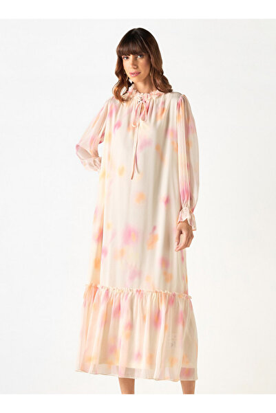 2Xtremz فستان مطبوع بالكامل مع أربطة وأكمام واسعة