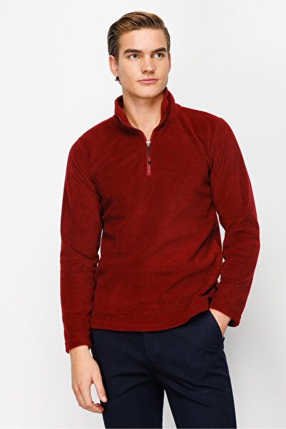 İgs Men's Burgundy Half Zipper Fleece