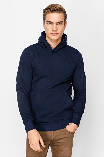 İgs Men's Navy Blue Hooded Sweatshirt