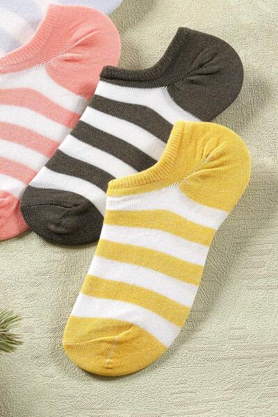 Znp Home 4 Pairs Women's Striped Short Socks | Extra Soft Unisex Cotton Booties Socks