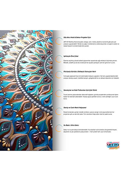 ART IST AURA Metalik Sedefli ve Vernikli Akrilik Boyalar - 509 Menekşe