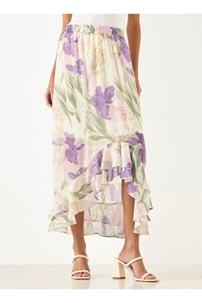 2Xtremz Floral Print Asymmetric Maxi Skirt