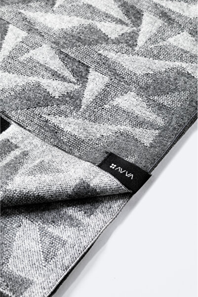 Avva Men's Gray Tassel Patterned Shawl A32Y9402