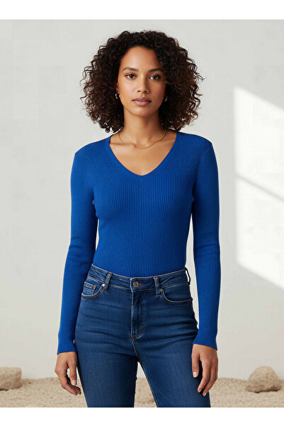 2Xtremz Regular Fit Ribbed V-neck Tricot Sweater