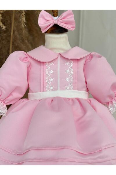 Hobidik Baby Kız Bebek Çocuk Güpür Detaylı Kabarık Özel Gün Elbisesi