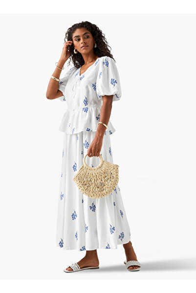 2Xtremz Embroidered Maxi Skirt with Lace Inserts