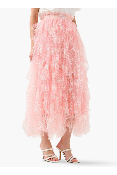 2Xtremz تنورة مزينة بكشكشة مع حاشية على شكل كيس ورقي