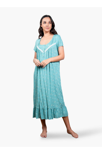 Aadaraya Floral Print Rayon Night Gown