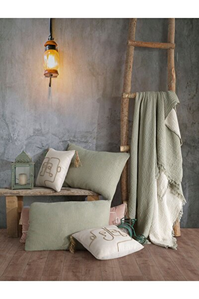 destinyhometex Sage Green 4 Layer Multi Muslin Natural 100% Cotton Only 2 Pillowcases 50X70Cm