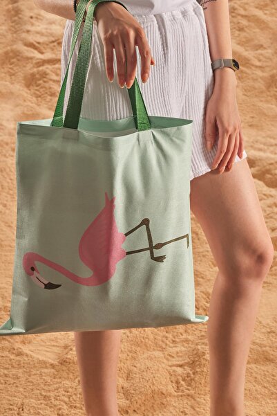 Znp Home Heron Pattern Printed Beach Bag