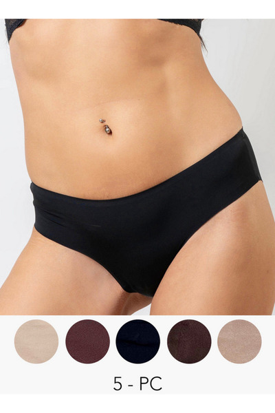 Aadaraya Assorted Bikini Briefs with Elasticated Waistband - Set of 5