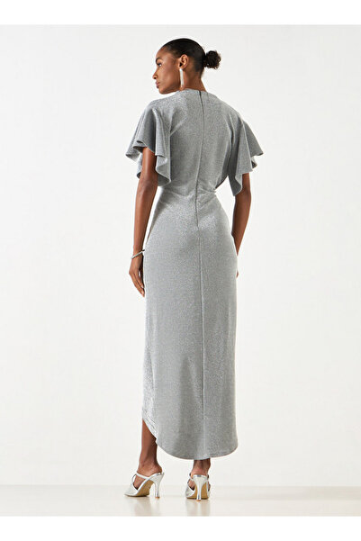 2Xtremz Textured Dress With V-neck And Flutter Sleeves