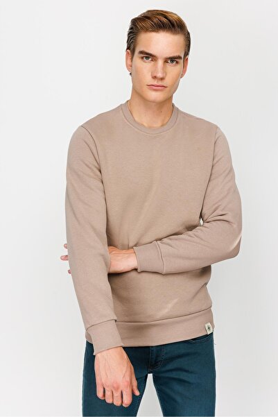 İgs Men's Camel Crew Neck Sweatshirt