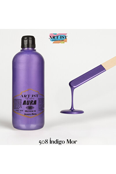ART IST AURA Sedefli ve Vernikli Metalik Akrilik Boya 500 ml – 508 İndigo Mor | Ahşap, Metal, Seramik, Hobi