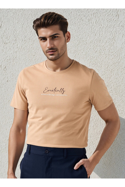 Iconic Men Slim Fit Crew Neck Short Sleeves Printed T-shirt