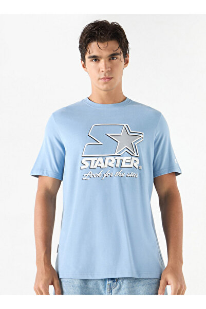 Starter Typographic Print Crew Neck T-Shirt with Short Sleeves