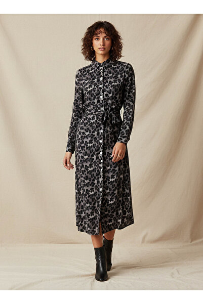 FAV فستان قطني بطبعة حيوانية مع حاشية عالية ومنخفضة