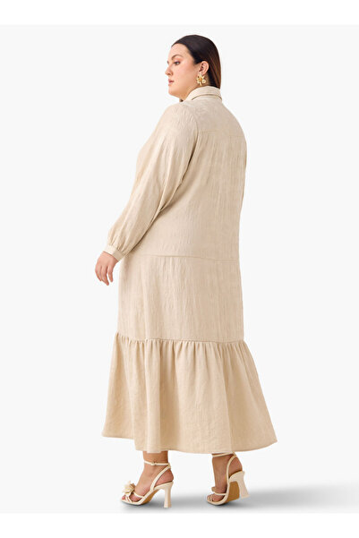 Ulla Popken Plus Size Ulla Popken Tiered Jacquard Maxi Dress