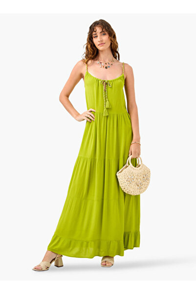 FAV Tiered Maxi Sleeveless Dress with Tie-Up Neck