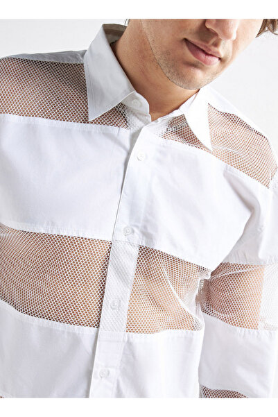 FAV Mesh Panelled Button Up Shirt With Long Sleeves