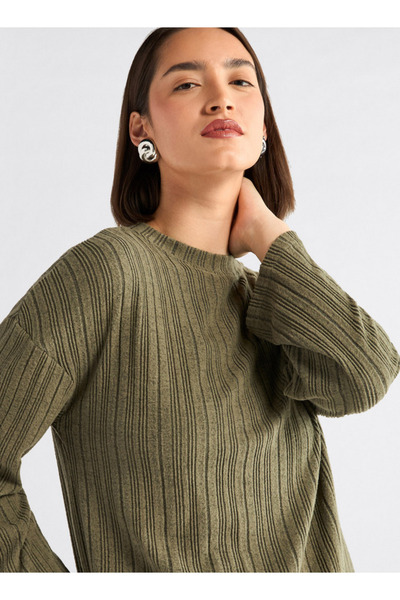 FAV Ribbed High Neck Sweater With Long Sleeves