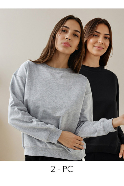 FAV سويت شيرت برقبة دائرية، قطعتان