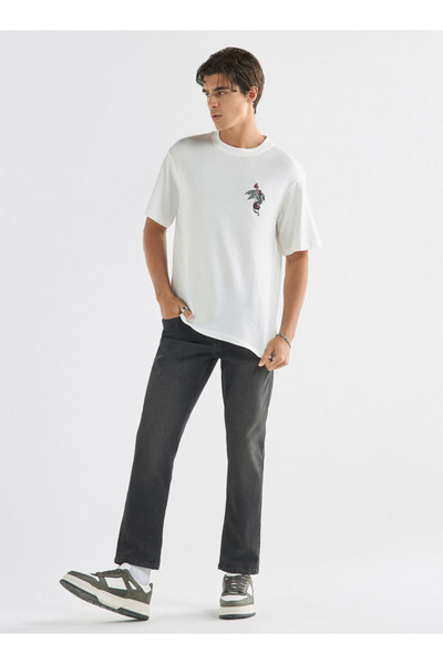 FAV Typographic Print T-shirt with Crew Neck and Short Sleeves