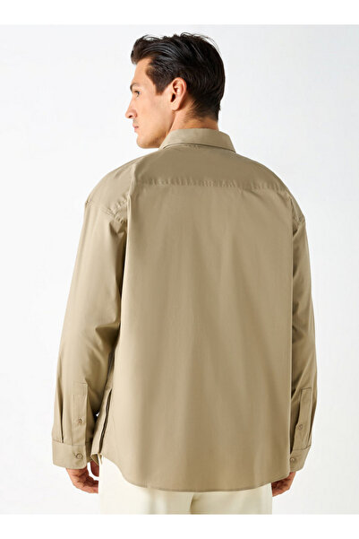 Iconic Solid Slim Fit Shirt with Pocket and Long Sleeves