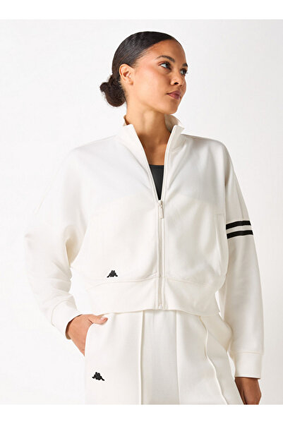 Kappa جاكيت مخطط بسحاب للإغلاق وأكمام طويلة