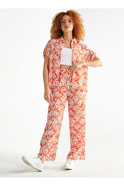 FAV All-over Print Wide Leg Pants With Elasticated Waistband And Pockets